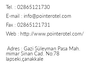 Pointer Hotel iletiim bilgileri